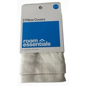 Room Essentials 2 Pack Pillow Covers 16x16 Cream Off‎ White Textured Square New